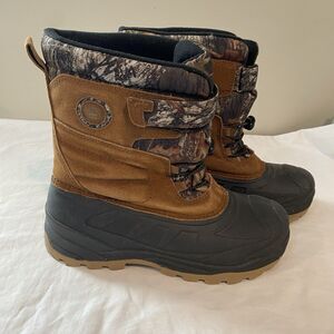 Ozark Trail Mens Waterproof Winter Boots Brown Camo Size 6 Suede Outdoors Huntin